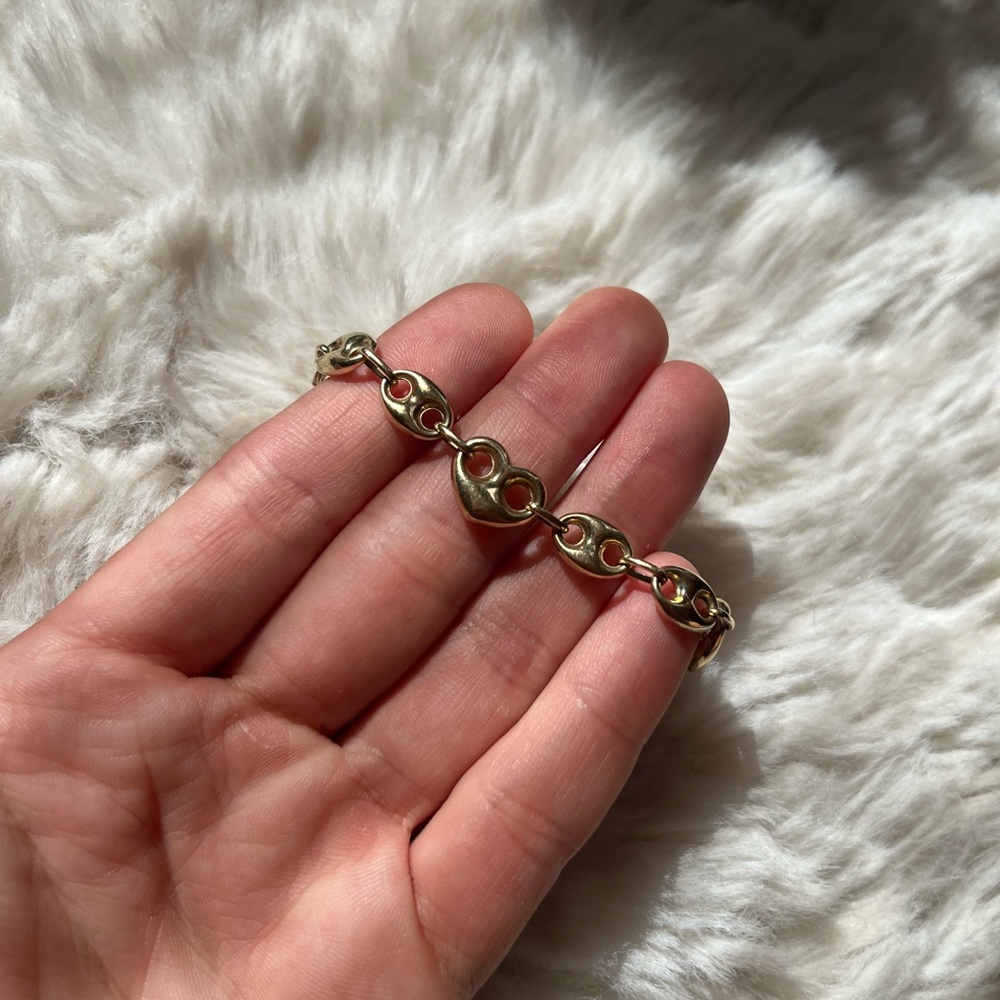 Vintage 10k mariner heart and chain bracelet - Picture 6 of 8